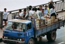 Chinese Workers in Truck, Yantze River Bridge, Nanjing